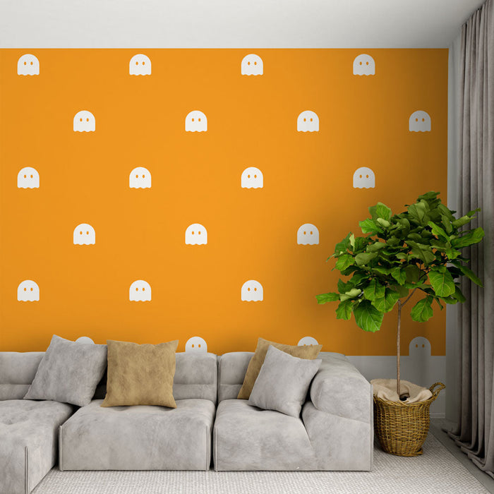 Falfestmény tapéta szellem | Narancs és fehér
