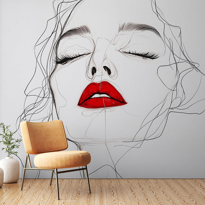 Tapeta ženski portret | Moderna umetniška ilustracija