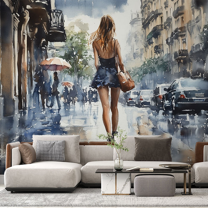 Foto Behang Urban | Wandeling in de Regen