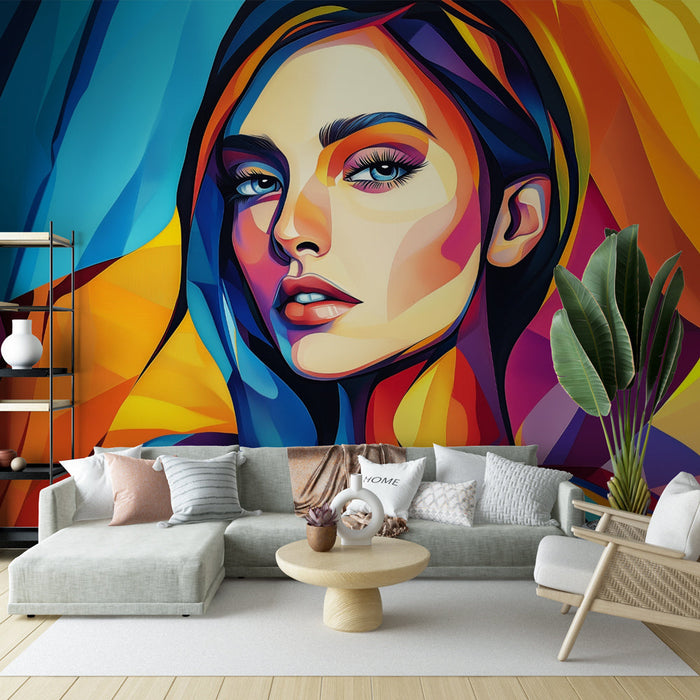 Ταπετσαρία τοίχου | Πολύχρωμο και μοντέρνο πορτρέτο