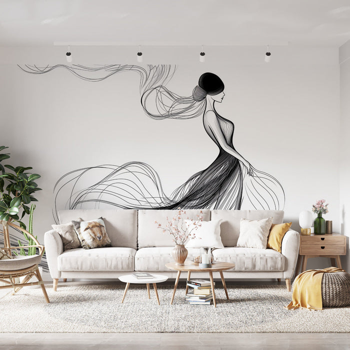 Carta da parati feminine-elegance | Linee fluide artistiche