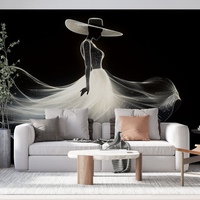 Tapeta elegancka-sylwetka | Eteryczny i jasny design
