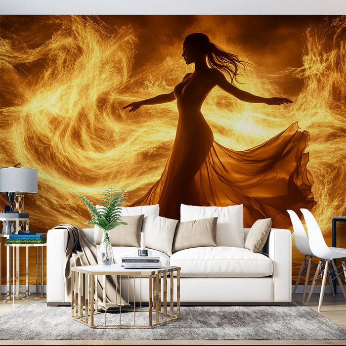 Tapeta ohnivý tanec | Ohnivá silueta