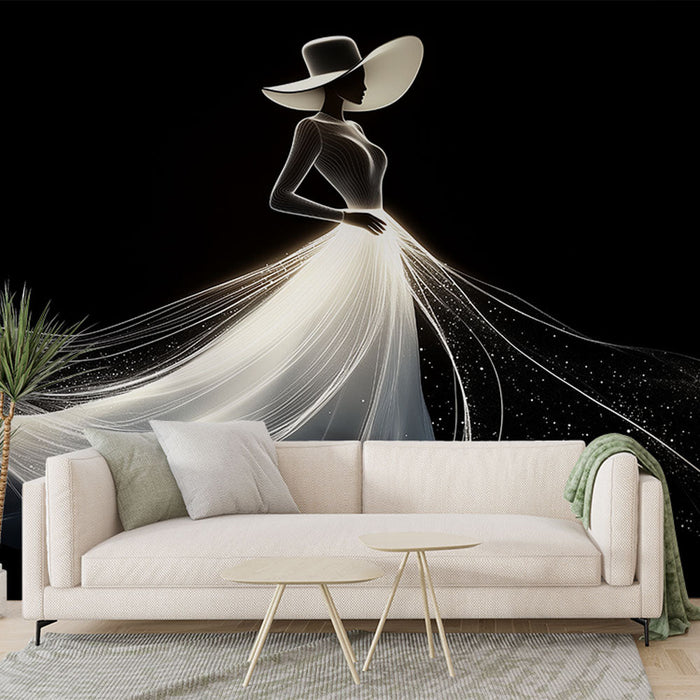 Fototapet elegant | Silhouette i lys kjole