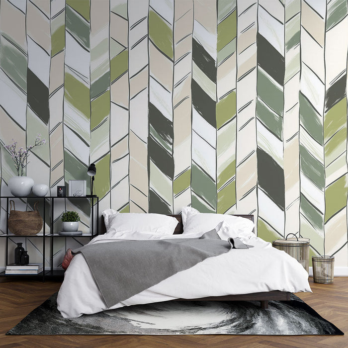 Foto Behang chevrons | Modern ontwerp in groen en beige