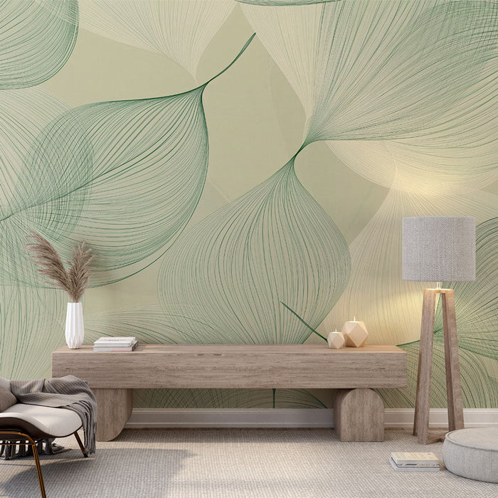 Tapeta liście | Elegancki zielony wzór
