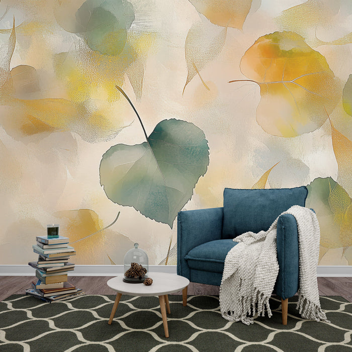 Tapeta vodové listy | Pastelové tóny