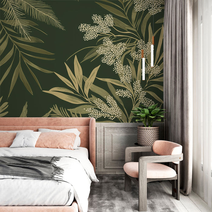 Tapete tropskog lišća | Zelena i zlatna elegancija