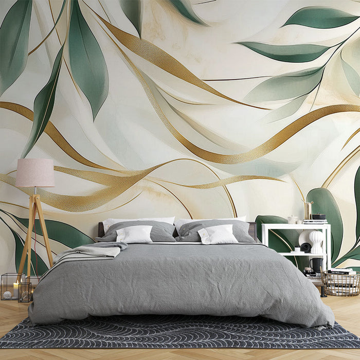 Tapeta s ​​zlatým listím | Zjemněné přírodní prvky