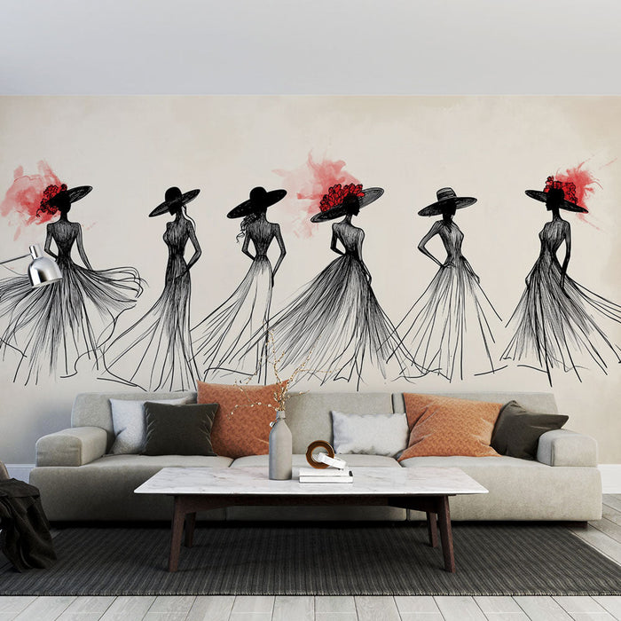 Mural Wallpaper elegant-silhouette | Fashion illustrations