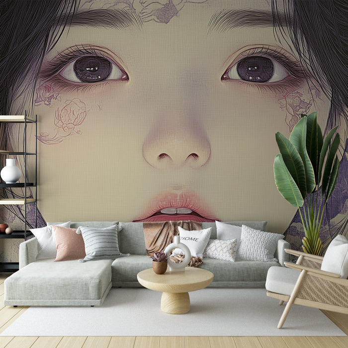 Fototapeet kunstiline nägu | Õrn ja lilleline disain