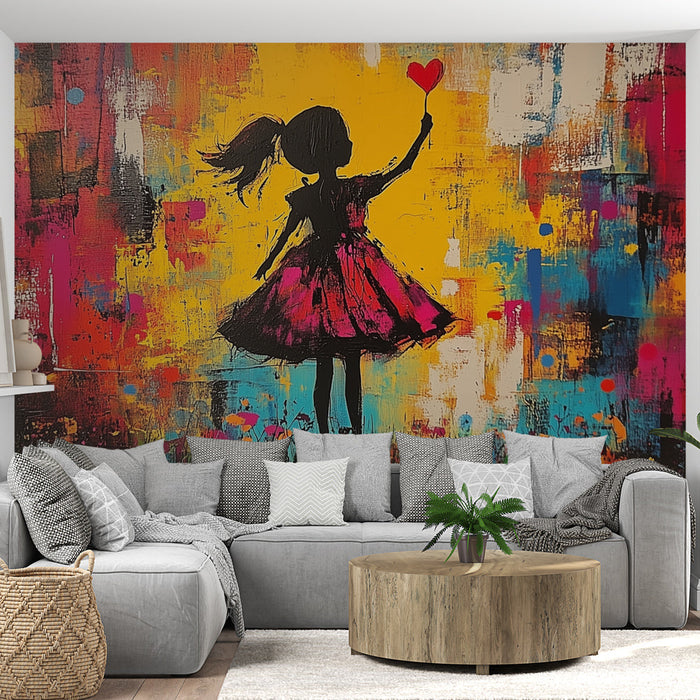 Carta da parati ragazza artistica | Colori vivaci