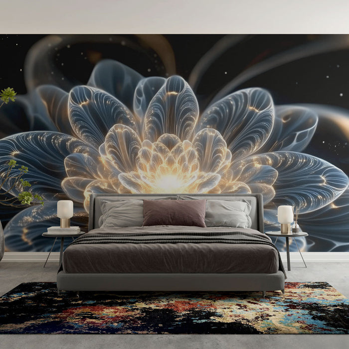 Mural Wallpaper fractal flower | Bright and magical design