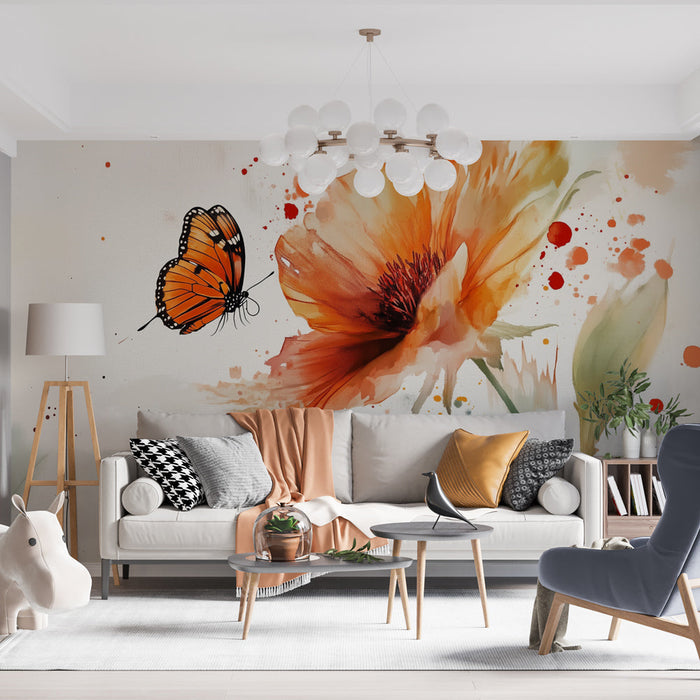 Carta da parati farfalla | Esplosione floreale artistica