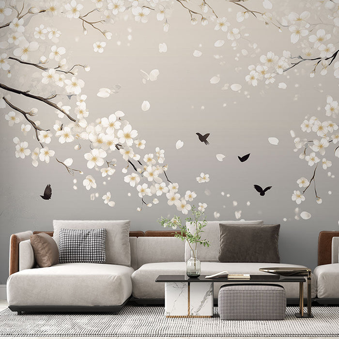 Mural Wallpaper cherry blossom | Lillekujundus lindudega