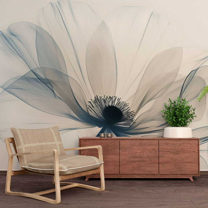 Λευκό Τρανό Ταπετσαρίας με Λουλούδια | Σύγχρονη Κομψότητα