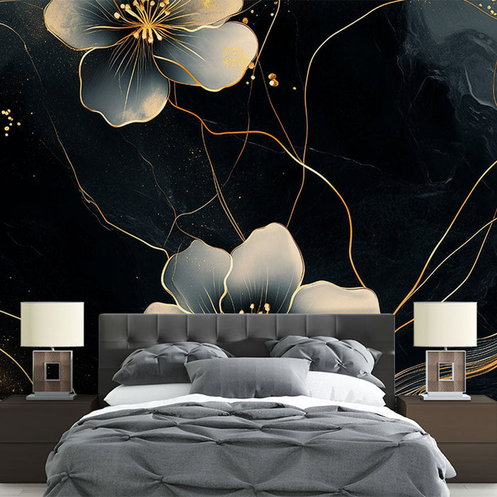 Cvjetna tapeta | Elegantan zlatni i crni dizajn