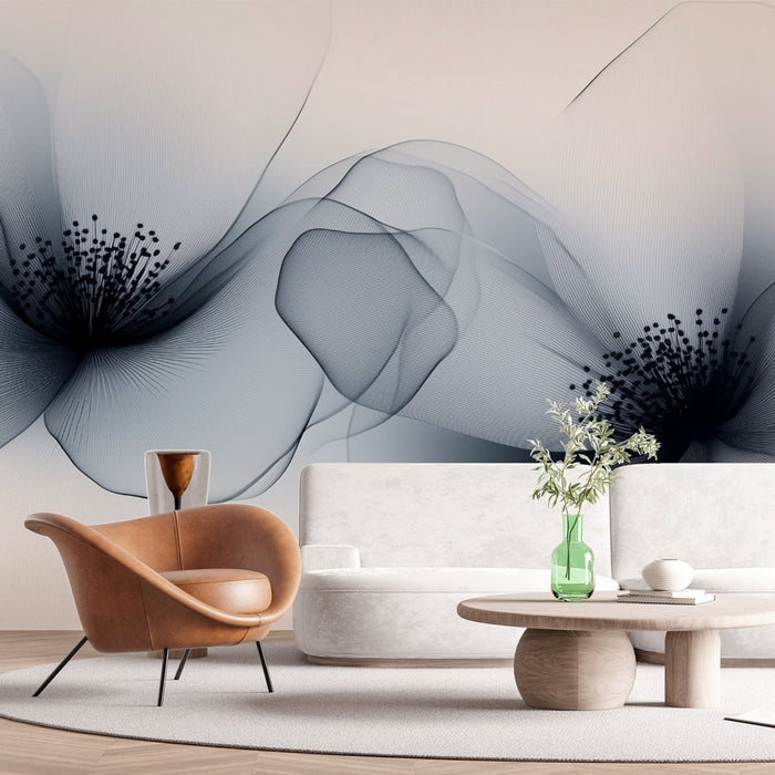 Papel pintado delicadas flores | Diseño elegante y sutil