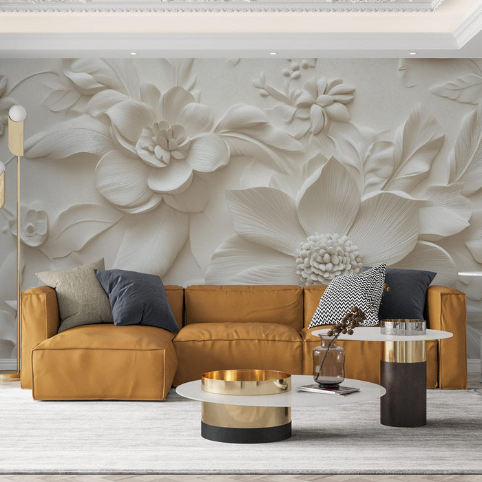 Tapeta kwiatowa 3D | Elegancja w reliefie