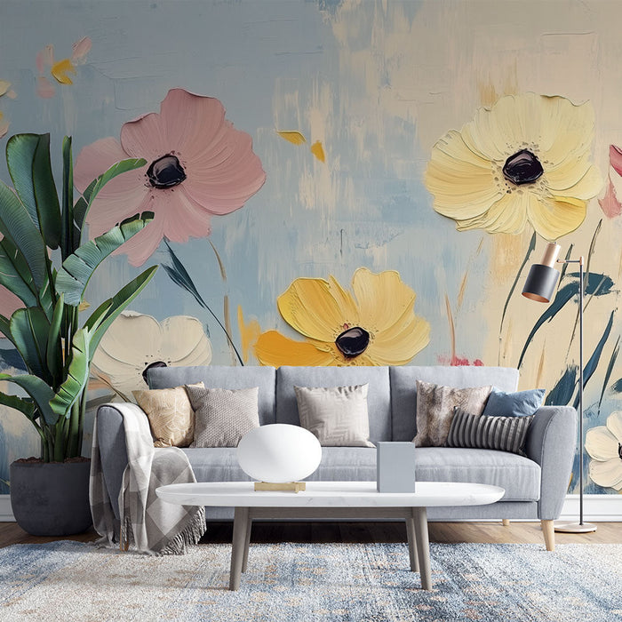 Falikép virágos | Pasztell festmény színes virágokkal