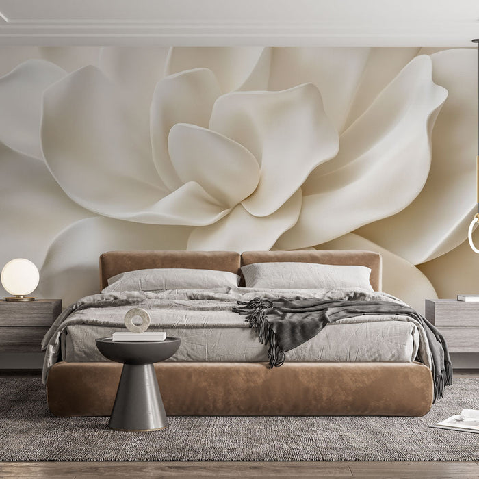 Muralová tapeta květinová | Elegantní bílá embosovaná