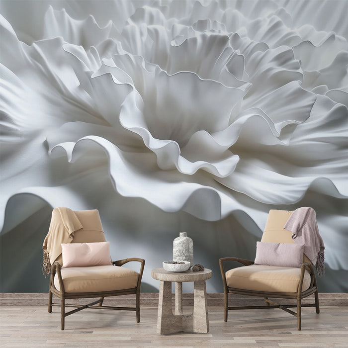 Floral Tapete | Weißes Relief Glitzer