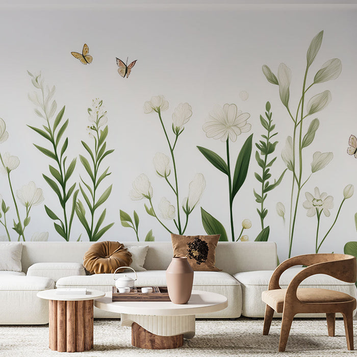 Tapeta s květinovým motivem | Motýli a divoké květiny