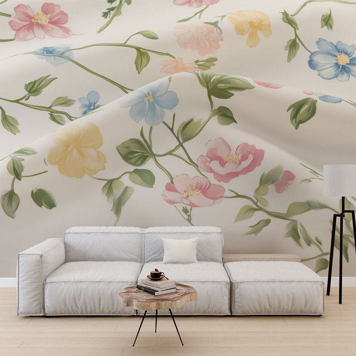 Fototapet çiçekli | Suluboya pastel çiçekler