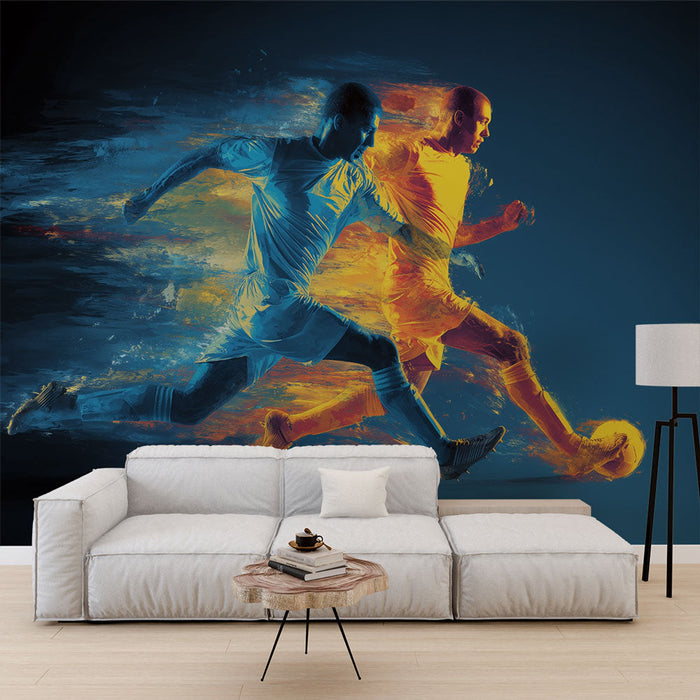 Fototapet dinamični igrač | Trčanje u plavoj i narančastoj