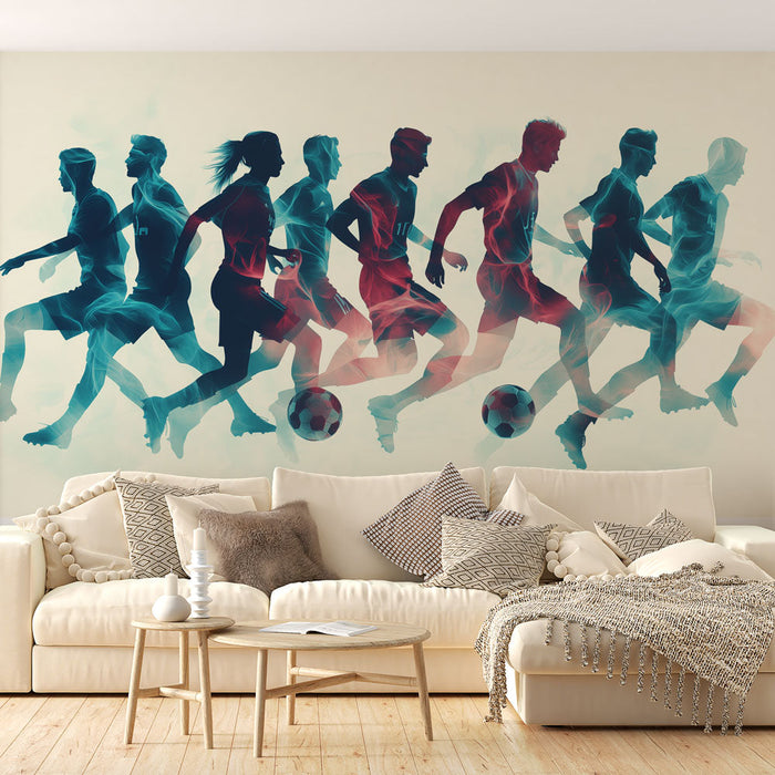 Mural Wallpaper football players | Dynamic silhouettes