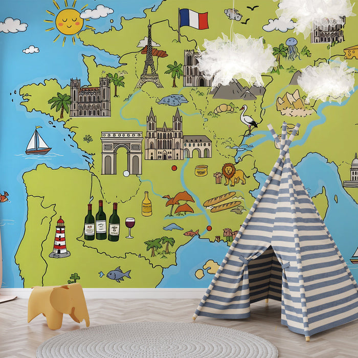 Papel de parede mapa da França | Divertida descoberta das regiões