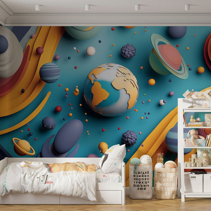Mural Wallpaper colorful space | Abstract and playful design