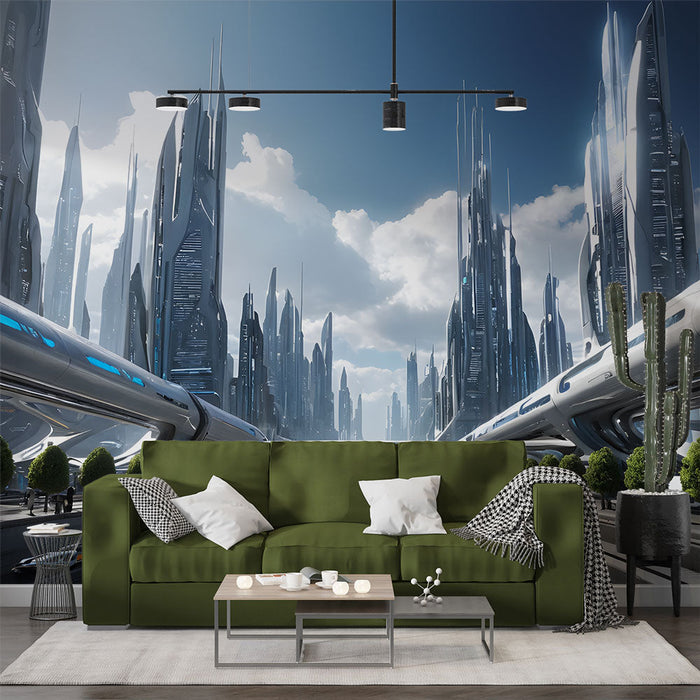 Falfestmény Tapéta | Jövőbeli Városi Tájkép