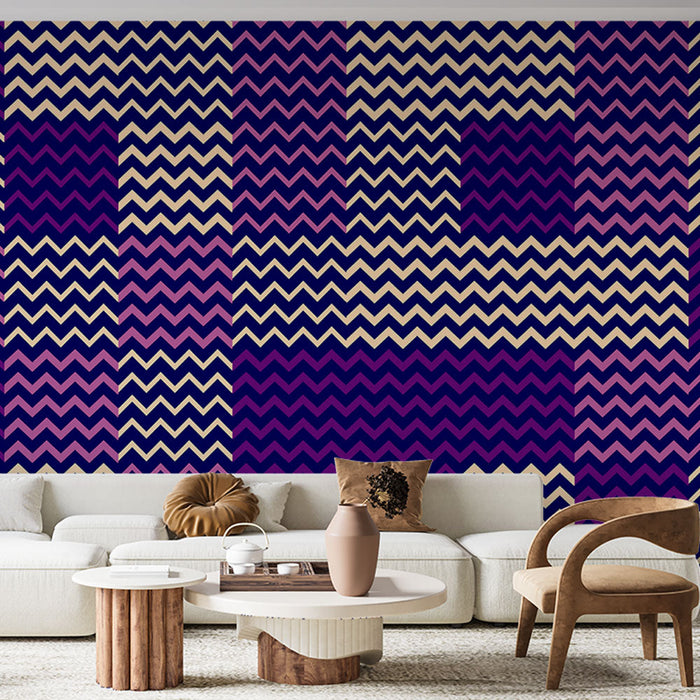 Falikárpit cikcakk | Lila, rózsaszín és bézs