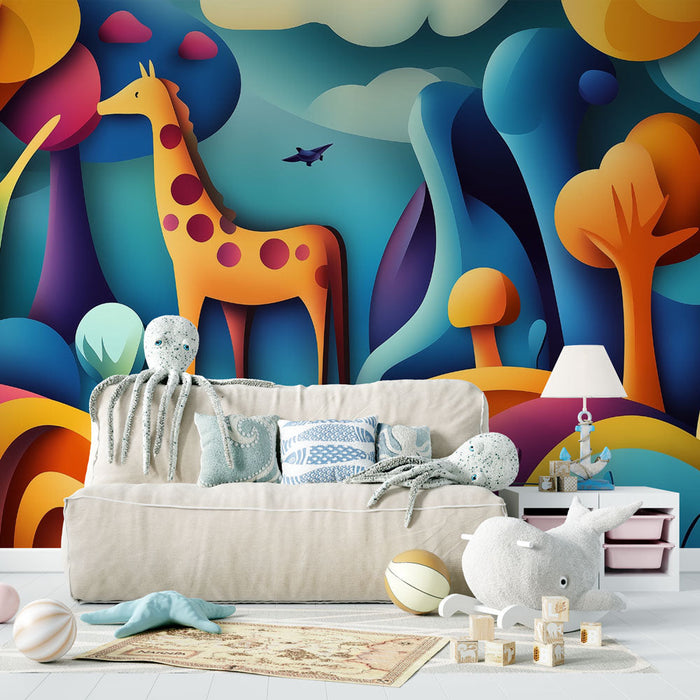 Mural Wallpaper Žirafa | Apstraktni i šareni krajolik