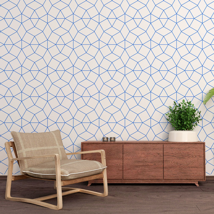 Papel de parede Geométrico | Padrão de Treliça Azul