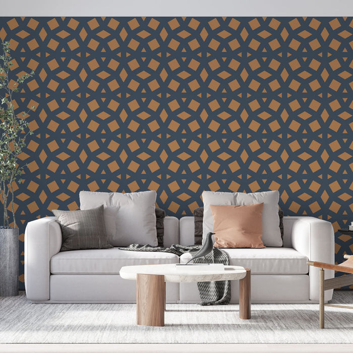 Tapet Geometrisk | Orange och Marinblå Design