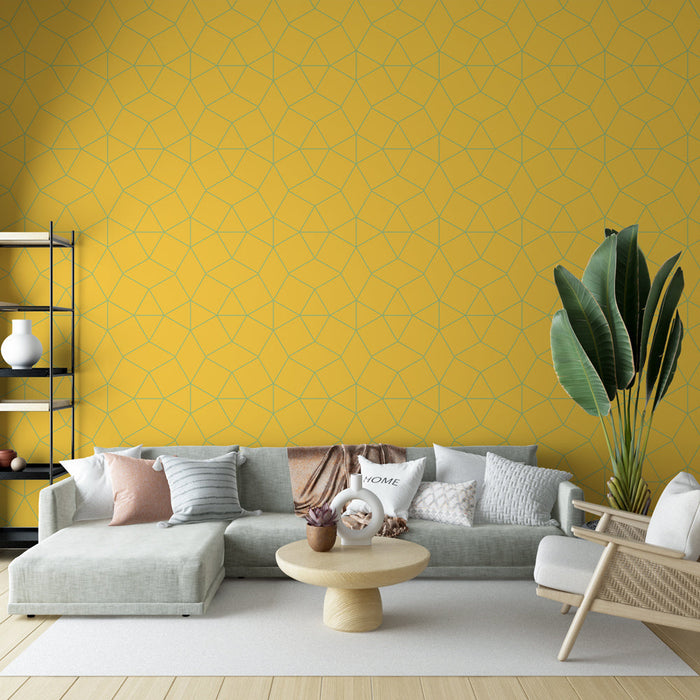 Tapeta geometryczna | Żółty wzór sześciokątny
