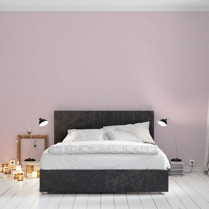 Ταπετσαρία τοίχου γεωμετρική | Απαλό ροζ και κομψό