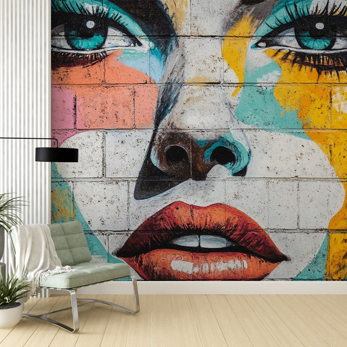 Mural Wallpaper colorful face | Elav seinakunst