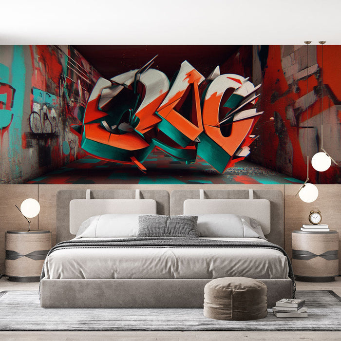 Foto Behang graffiti 3D | Multicolored urban mural art