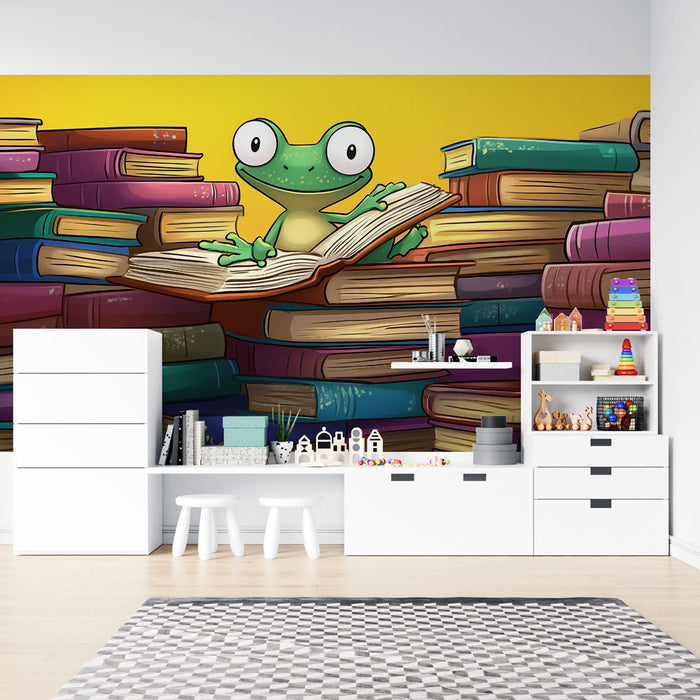 Ταπετσαρία Frog Reader | Πολύχρωμη και διασκεδαστική εικονογράφηση