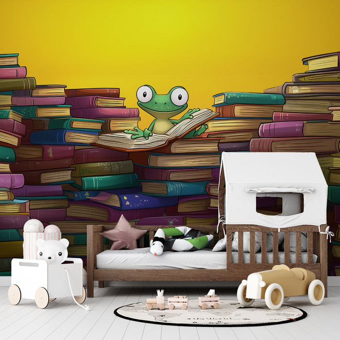 Mural Wallpaper frog reader | Colorful and playful adventure