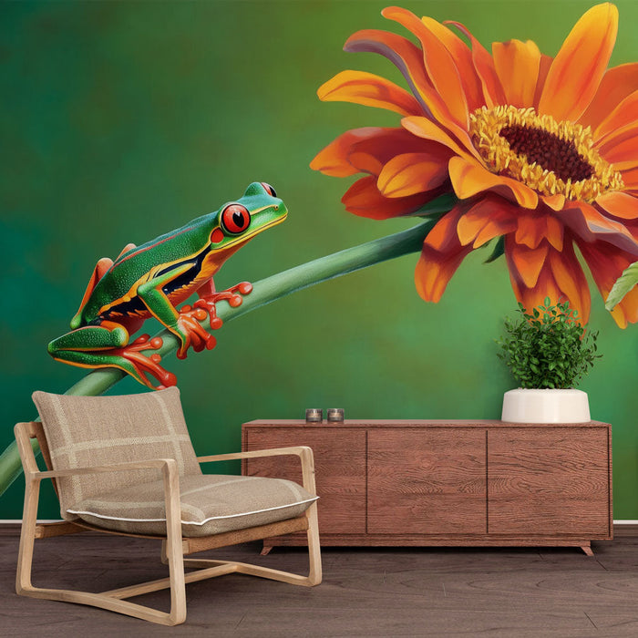 Mural Wallpaper tropical frog | Vibrant and colorful decor