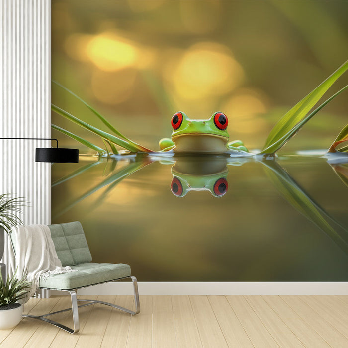 Foto Behang kikker | Natuurlijke overvloed in aquatische reflectie