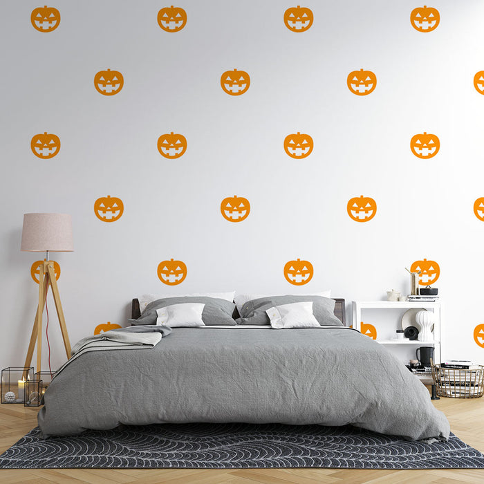 Tapeta Dynia Halloween | Pomarańczowy i Biały Wzór