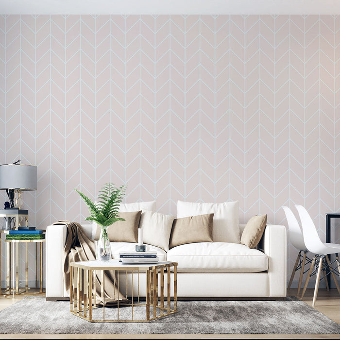 Mural Wallpaper chevrons | Subtle white pattern on pastel background