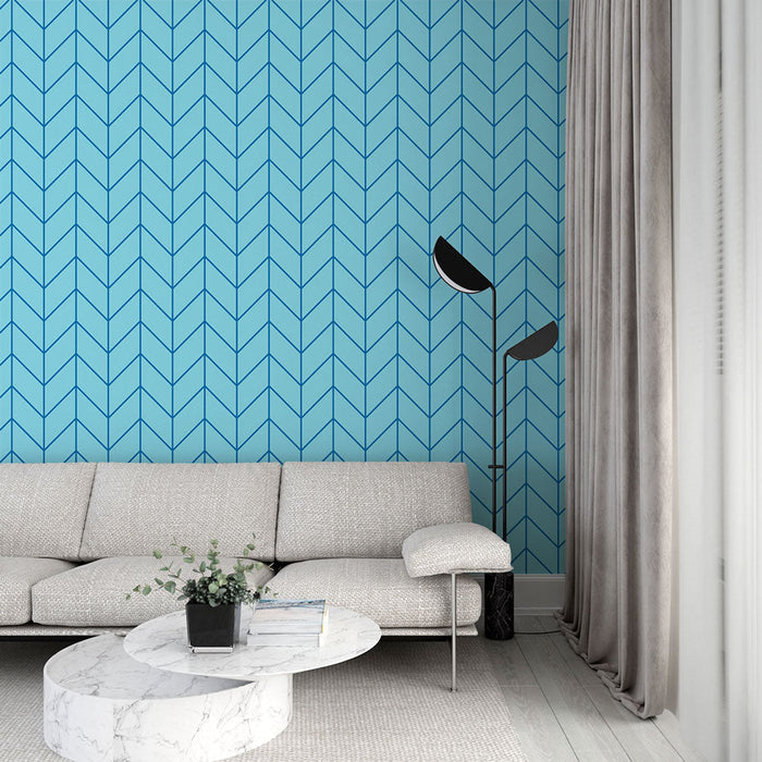 Mural Wallpaper chevron | Modern blue pattern