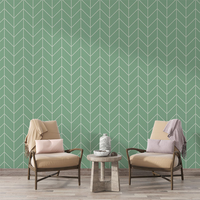 Mural Wallpaper chevrons | Grønt geometrisk design