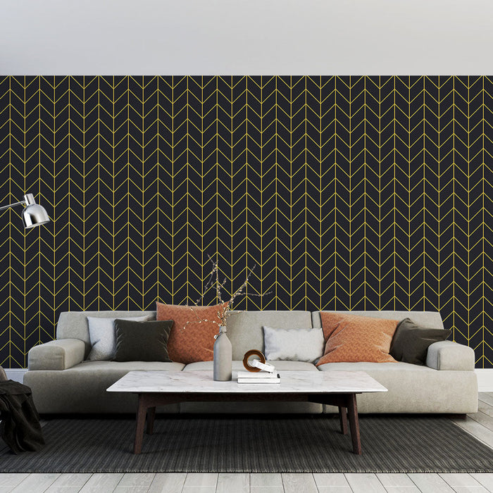 Mural Wallpaper Chevron | Elegant Black and Gold